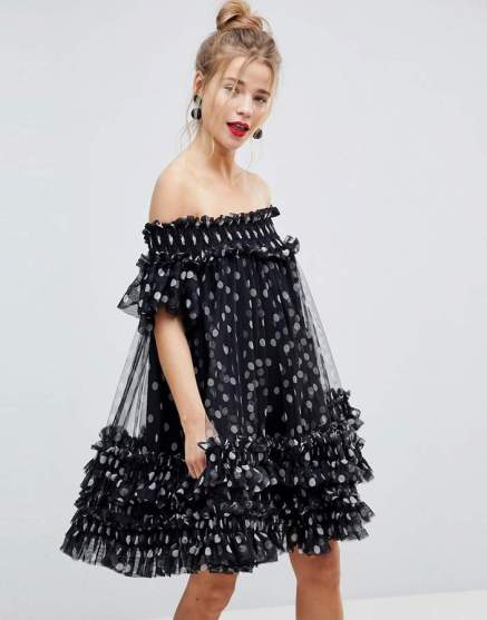 asos tulle spot print dress