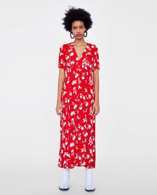 zara long floral dress
