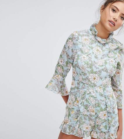 prettylittlething floral playsuit