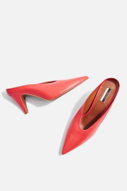 topshop red leather mules
