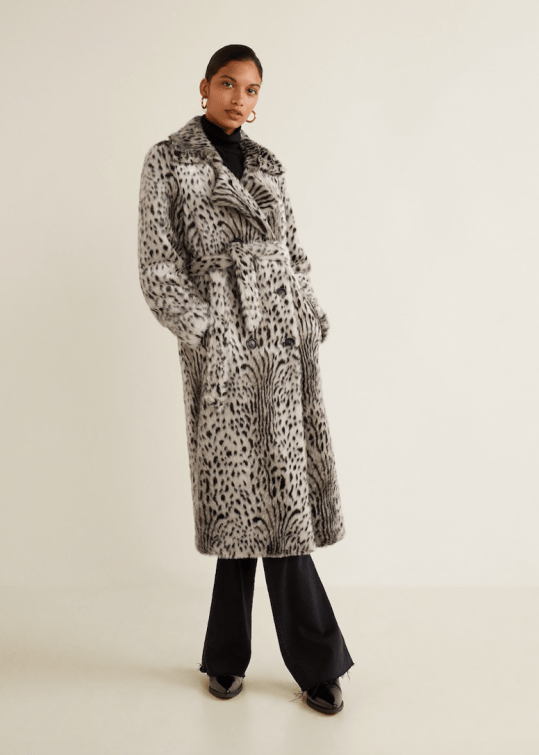 mango leopard faux fur