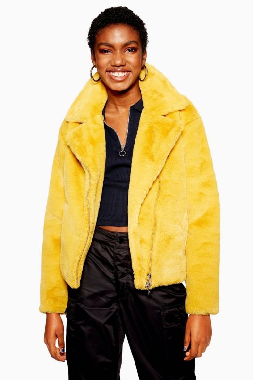 topshop faux fur biker