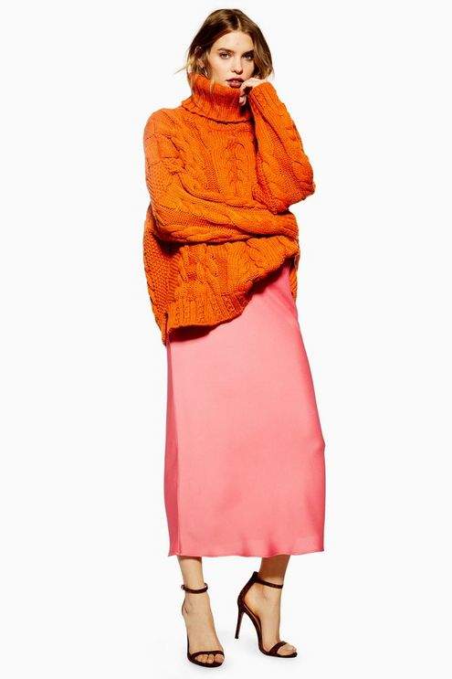 topshop satin midi skirt