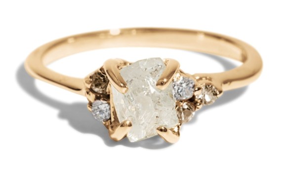Avens Asymmetrical Raw Diamond with Champagne Ombré Ring