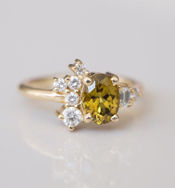 Mali Garnet Diamond Cluster Ring