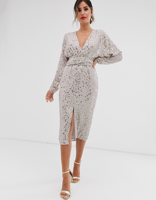 asos sequin midi dress